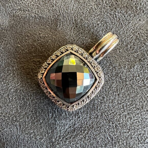David Yurman Albion Hematite Pendant w/ Pavé White Diamonds - 14mm - RARE - Picture 6 of 12